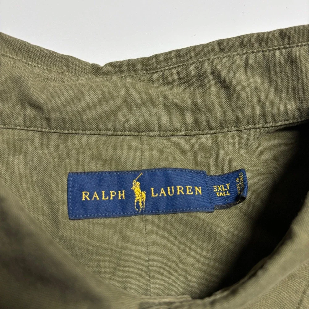 Ralph Lauren Olive Green Mens 3XLT Big & Tall Long Sleeve Button Down New $125